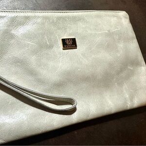 Ferchi Gray Leather Clutch Bag w/strap